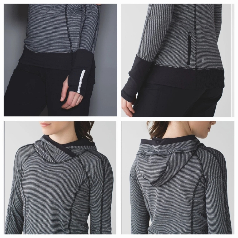 LULULEMON THINK FAST HOODIE, GRAY, SIZE 6